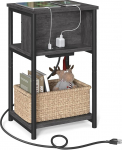 VASAGLE Beistelltisch mit Ladestation, 3-st&ouml;ckiger Beistelltisch mit USB-Anschl&uuml;ssen und Steckdosen, Nachttisch f&uuml;r Wohnzimmer, Schlafzimmer, 30 x 34 x 58 cm, Steckserie,