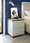 Robas Lund &ouml;&ouml;konsool valge matt massiivpuidust elementidega &ouml;&ouml;kapp sahtlitega pehmendusvoodile Nako Box Spring voodi &ouml;&ouml;kapp B x K x S 48 x 59 x 40 cm