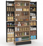IDMarket - Highboard k&ouml;&ouml;gikapp H.160 cm Alto 4 uksega ja panipaikadega, p&ouml;&ouml;gi efektiga ja mustaga