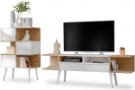 Komodee Forio m&ouml;&ouml;blikomplekt, seinakapp TV, valge tamm, 230 x 35 x 102 cm, TV kapp ja riiul, elutuppa, s&ouml;&ouml;gituppa ja magamistuppa