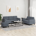 3202045 3-osaline diivanikomplekt padjadega tumehall samet, Lounge diivan, diivanid ja diivanid, Relax diivan, diivan elutuppa, diivan koos