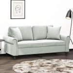 Hommdiy diivan, diivan dekoratiivsete padjadega, Lounge diivan elutuppa, polsterdatud diivan, tugitool, l&otilde;&otilde;gastav diivan, Lounge diivan, samet diivan, helehall, 140 cm