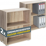 Casaria raamaturiiul 77 x 60 x 28 cm 2 x Tammepuust 2 kambrit P&otilde;randak&otilde;rgus reguleeritav 150 kg kandev&otilde;ime Kallutatav kaitse raamatud kontor elutuba seisev riiul riiul