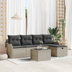 Modulares Gartensofa Schwarz Creme als 5-teiliges Outdoor-Sofa-Set aus Poly-Rattan mit Kissen