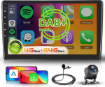 8 Core 4 + 64G: Hodozzy Carplay DAB autoraadio Citroen C5 2008-2017, 10-tolline puuteekraaniga Android autoraadio Android Car/WiFi/GPS/RDS/FM/Bluetooth/USB + tagurduskaamera