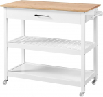 Yaheetech Serveerimisk&auml;ru sahtliga, k&ouml;&ouml;gik&auml;ru 2 riiuliga, k&ouml;&ouml;gik&auml;ru 4 rattaga, k&ouml;&ouml;giriiul, teisaldatav k&ouml;&ouml;gisaar, k&uuml;lglaud, 51 x 101,5 x 92 cm, valge