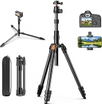 XXZU 180 cm statiivikaamera, alumiiniumist mobiiltelefonistatiiv koos kotiga, kerge fotostatiiv 360&deg; kuulipeaga, 8 kg kandev&otilde;ime, statiiv nutitelefonile, statiiv DSLR/Digitaalkaameratele/nutitelefonile