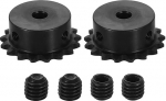 sourcing map 2 St&uuml;ck #25 Kettenrollenritzel 6,35 mm Bohrung, 17 Z&auml;hne C45 Kohlenstoffstahl ANSI #25 Rollenritzel rundes Loch mit Stellschrauben f&uuml;r ISO 04C Kette