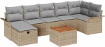 Rantry 8-teiliges Garten-Sofa-Set mit Kissen Beige Poly-Rattan Gartenlounge Model3359462