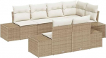 Rantry 7-teiliges Garten Sofa Set mit Kissen Beige Poly Rattan Gartenlounge Model3347101