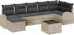 Rantry 8-teiliges Garten Sofa Set mit Kissen Grau Poly Rattan Gartenlounge Model3346142