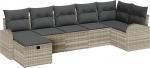 Rantry 7-teiliges Garten-Sofa-Set mit Kissen in Hellgrau aus Poly-Rattan Gartenlounge Model3359101