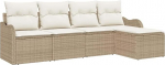 Rantry 5-teiliges Garten-Sofa-Set mit Kissen Beige Poly Rattan, 2-Sitzer Garten-Sofa mit Kissen Beige Poly Rattan Gartenlounge Model3345661