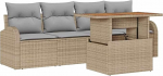 5-teiliger Garten Sofa Set mit Kissen Beige Poly Rattan, 2-Sitzer Garten Sofa mit Stauraum & Kissen Beige Poly Rattan Gartenlounge Model3358254