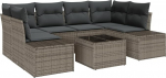 Rantry 7-teiliges Garten-Sofa-Set mit Kissen Grau Poly-Rattan Gartenlounge Model3346959