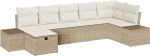 Rantry 7-teiliges Garten-Sofa-Set mit Kissen Beige Poly Rattan Gartenlounge Model3359400