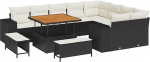 Rantry Garten Diivan Set Set aus 5 Schwarz Rattan Gro&szlig; Verstellbare F&uuml;&szlig;e Gartenlounge Model3362035