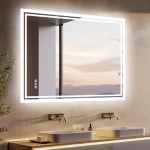 LUVODI LED Vannitoa peegel taustvalgusega: 60 x 80 cm Vannitoa peegel valguse puutetundliku l&uuml;litiga Anti-Fog Dimmable Bathroom Makeup Mirror