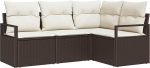 Rantry 4-teiliges Garten Sofa Set mit Kissen Braun Poly Rattan Gartenlounge Model3346358