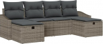 Rantry 6-teilige Garten-Sofa-Set mit Kissen Grau Poly-Rattan Gartenlounge Model3359318