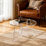 Dewrhiixe &uuml;mmargune akr&uuml;&uuml;l kohvilaud, l&auml;bipaistev ring, kaasaegne luksuslik k&uuml;ljelaud elutuppa, magamistuppa, kontorisse (l&auml;bipaistev, 60 x 60 x 40 cm)