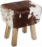 Benisha HH3012 Ehtsast nahast karusnahast tool 38 x 35 x 46 cm (B x S x K) Pruun valge t&auml;ispuidust lehmanahk v&auml;limusega Retro g&uuml;mnaasiumitooli disainiga tool