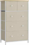 SONGMICS sahtli kapp hoiukapp 5 riidest sahtlit elutuba Camel kollane kreemjas valge LTS514W01