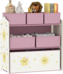 AIYAPLAY Kinderspielzeugregal, mit 6 herausnehmbaren Vliesstoffboxen, 3 Ebenen Spielzeugorganisation, f&uuml;r Kinderzimmer, Spielzimmer, Kinderzimmer, 63x30x66 cm, Rosa