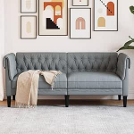 LAPOOH Chesterfield 372547 2-kohaline helehall kangas, Lounge diivan, diivanid ja diivanid, Relax diivan, diivan elutuppa, diivan magamisfunktsiooniga