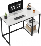 WOHOMO Computer Desk, White, 100 cm, Small Office Table with Storage Space, PC Desk for Home Office, White