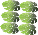 FIXOSHEE 6 St&uuml;ck Teiliges Eva Tischset mit Tropischen Monstera bl&auml;ttern rutschfeste Hitzebest&auml;ndige Platzdeckchen Abwaschbar Gr&uuml;ne K&uuml;nstliche Deko f&uuml;r Party Wohn Esszimmer
