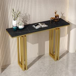 Konsolentische f&uuml;r Flur, schlanke Ablage hinter dem Sofa, Marmor-Spiegel-Display, moderner Eingangstisch, moderner Konsolentisch mit goldenen Akzenten und Stauraum f&uuml;r Eingangsbereich und Wo