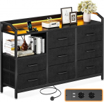 ODK sahtlitega kapp, sahtlikapp LED valgusribadega, 10 reguleeritavat v&auml;rvi ja 2 USB ja 2 AC pesa, 8 riidest sahtlit, elutuba, magamistuba, kapp, 110 x 30 x 88