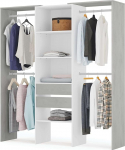 Habitdesign, Tidy Open garderoobikapp 2 sahtliga - kaasaegne garderoobis&uuml;steem riidekoridoride ja riiulitega, valge ja tsemendihall, m&otilde;&otilde;tmed: 179 x 202 x 50 cm (Laius x K&otilde;rgus x S&uuml;gavus)
