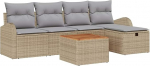 6-teiliges Garten-Sofa-Set mit Kissen Beige Poly Rattan, 2-Sitzer Garten-Sofa mit Stauraum & Kissen Beige Poly Rattan Gartenlounge Model3360836