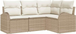 4-teiliges Garten Sofa Set mit Kissen Beige Poly Rattan Gartenlounge Model3346021