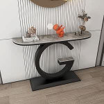 Schmaler Flurkonsolentisch, nordischer Stil hinter dem Couchtisch f&uuml;r Flur, Eingangsbereich, Wohnzimmer 80 * 30 * 80 cm (Gold 5)