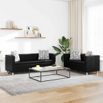 Gecheer Sofa-Set Kunstleder 3-Sitzer und 2-Sitzer Schwarz, Polstersofa Gepolsterte Couch f&uuml;r Wohnzimmer Apartment B&uuml;ro G&auml;stezimmer272178