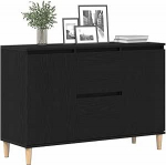 vidaXL Ingenie puidust k&uuml;ljepaneel must tamm 101x35x60 cm