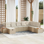 Rantry 8-teiliges Garten-Sofa Set mit Kissen Beige Poly-Rattan Gartenlounge Model3359658