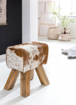 KADIMA Design Stool Goatskin Brown Solid Wood Springbock Footstock Gym Stool