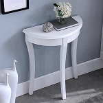 BRCYKRWY Poolkuu konsoollaud t&auml;ispuidust, poolringikujuline dekoratiivne diivanilaud, v&auml;ike n&auml;itusepink, elutuppa, fuajeesse, magamistuppa (Wit)