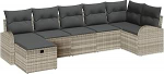 Rantry 7-teiliges Garten-Sofa-Set mit Kissen Hellgraues Poly-Rattan Gartenlounge Model3360433