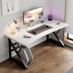 Kaasaegne arvutilaua, lihtne t&ouml;&ouml;laud, stiilne puidust ja metallist m&auml;ngulaua, valge, kodukontori m&ouml;&ouml;bel magamistuppa ja elutuppa (31,5 tolli)