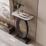 Marmorist konsoollaud, koridorilaud, kitsas k&uuml;ljelaud, kaasaegne akendelaud, v&auml;ike n&auml;ituselaud, v&auml;ikesesse tuppa, sissep&auml;&auml;su, koridori, elutuppa (must + valge, 40 cm / 15,7 tolli)