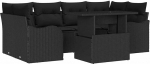 Gartensofa-Set mit Kissen mit Kissen 7 tk Schwarz Poly Rattan Gartenm&ouml;bel Model3357136