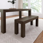 Maxwood Furniture Dining Bench, Solid Wood Entrance Bench, Wooden Outdoor Bench, Modern Dining Bench for Kitchen, Dining Home Office, Easy Assembly, Walnut Brushed Wire, 1245mm