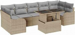 Gartensofa-Set mit Kissen 8 tk Beige Poly-Rattan Gartenm&ouml;bel Model3348416