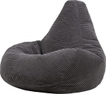 Icon Dalton Bean Bag Corduroy, Dark Grey, Gaming Bean Bag Adult with Filling, Bean Bag, Cord Chair, Lounge Chair, Bedroom, Living Room, Living Room Furniture