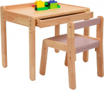Livonir Kids Table Chair Set - Natural Wooden Desk, Children's Desk and Chair Set for Home and School, Children's Room Furniture - Pink & Natural Brown, Swivel Chair Children